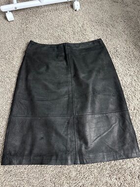 Jacob Black Leather Pencil Skirt